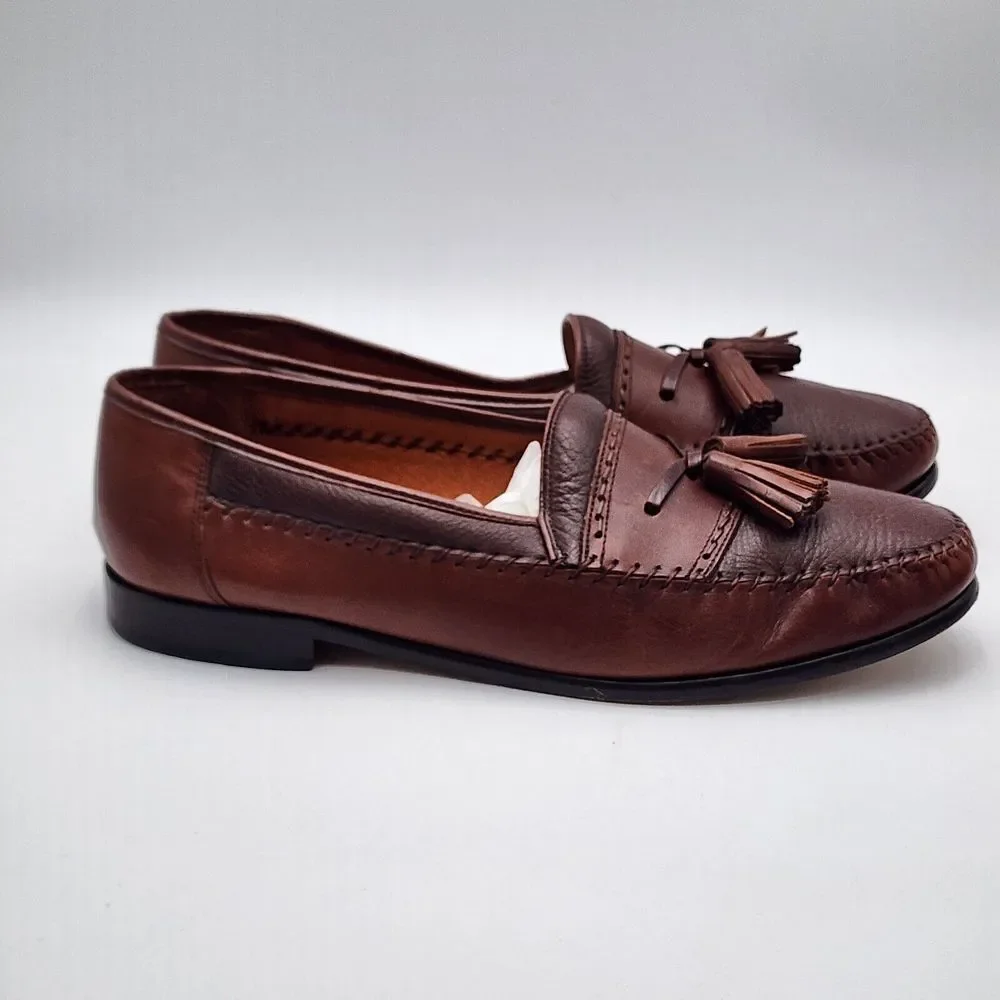 Brass Boot Mens Shoes Brown‎ 11.5 Leather Loafers Tassel Slip On Dress Shoes